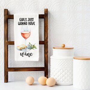 Girls Just Wanna Have Wine Towel, Bar Towel Gift, Hostess Gift Idea